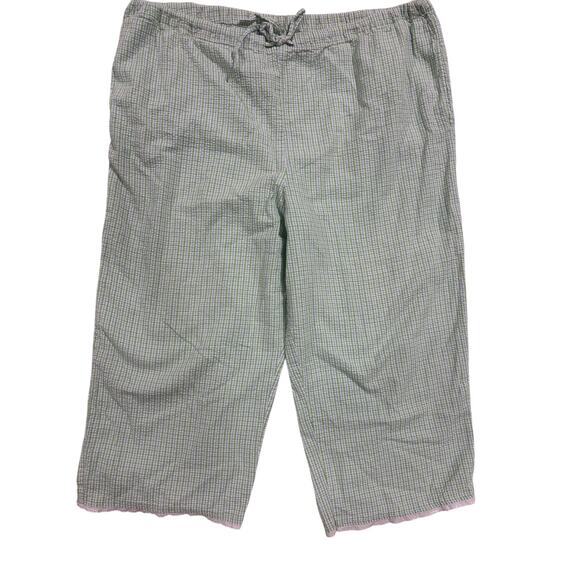 Lanz of Salzburg Green Blue Gingham Seersucker Cotton Pajamas  L Vintage cottage - Picture 2 of 10